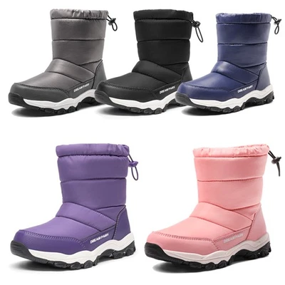 Kids Girls Boys Snow Boots Cozy Faux Fur Lined Waterproof Winter Warm Ski Boots - Image 1 of 4