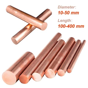 COPPER ROUND BAR ROD C101 10 12 13 14 15 16 18 20 22 25 28 30 32 35 38 40-50 mm - Picture 1 of 8