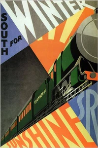 Art Deco Southern Railway USA Reise Kunst Poster Druck - Bild 1 von 1