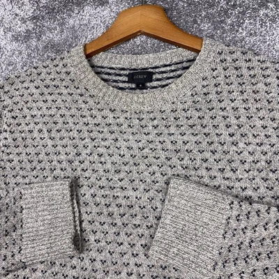 J. Crew Sweater Men's Small 100% Lambs Wool Birds Eye AOP Crewneck Preppy - Image 1 of 4