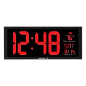 Acurite 14.5" Large Digital Led Oversized Wall Clock With Date And Tem - Picture 1 of 6