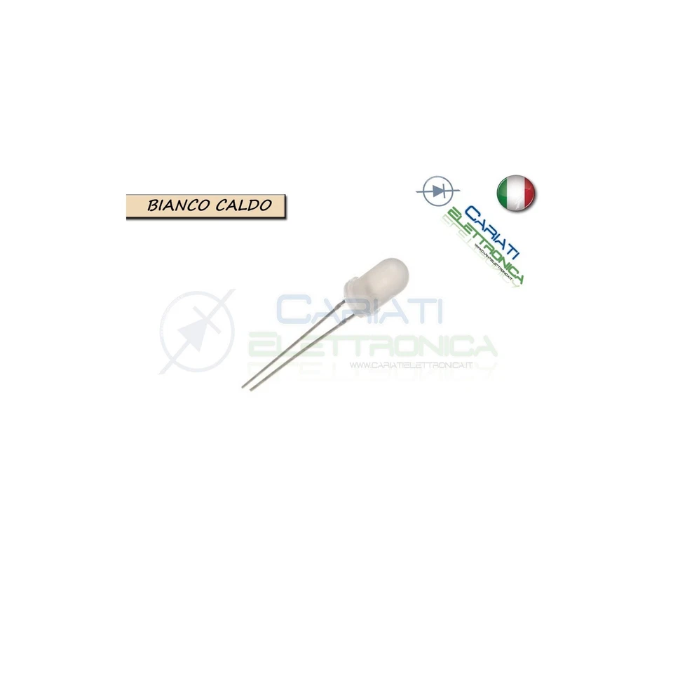 50 pz Led 5mm Bianchi Bianco Caldo Luce Diffusa 8000mcd - Immagine 1 di 1