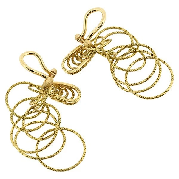 Buccellati 18k Yellow Gold 50mm Long Circle Dangle Drop Earrings Italian jewelry - Image 1 of 1
