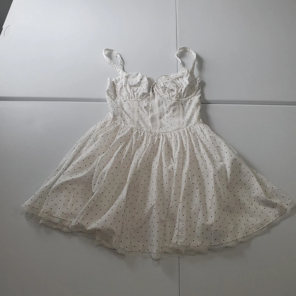 Vestido de Lechera Whimsy Fairy Coquette para Mujer Grande Blanco Negro Lunares Coqueto Foto 1 de 4