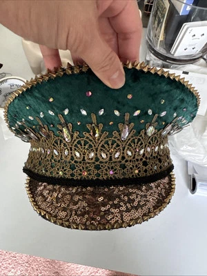 蒸汽朋克亮片绿帽燃烧人 EDC 服装新年圣诞派对帽子 — 第 1/4 张图片