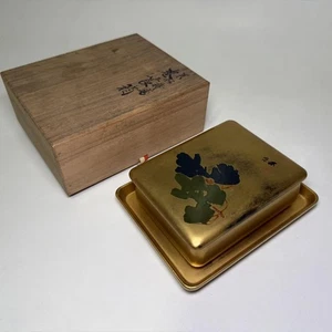 Japanische Gold Lackware Antik Schatulle 1931 Kiefer Makie - Bild 1 von 12