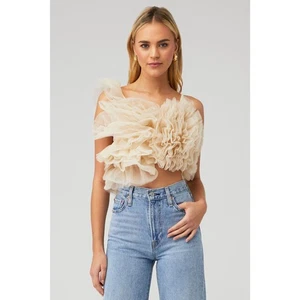 NWOT LAMARQUE Feleta Ruffled Tulle Top in Beige Women's Size Small - Picture 1 of 9