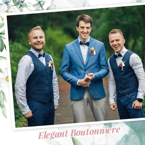 Set 16 Pezzi Boutonniere Uomo Matrimonio con Spille Sposo e Sposo Cerimonia - Foto 1 di 9