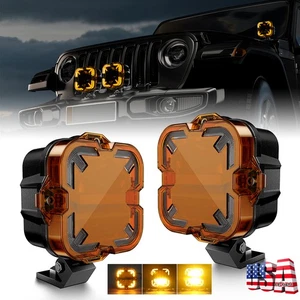 Newest 2PC 4" Yellow Arrow Shaped LED Work Lamp Driving Light for Ford For Chevy - Picture 1 of 12