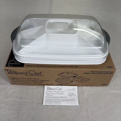 NIB Pampered Chef Chillzanne Rectangle Server 2781 Deviled Egg Tray w/ Lid USA - Image 1 of 4