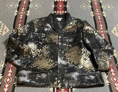 Chaqueta Grace Chuang New York Brocado Metálico Dorado Negro Patrón Abstracto M T46 Foto 1 de 4