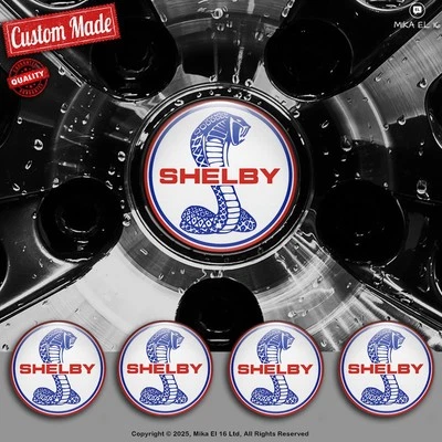 Juego de 4 calcomanías Shelby pegatinas de tapacubos centrales de silicona de gel 3D Foto 1 de 3