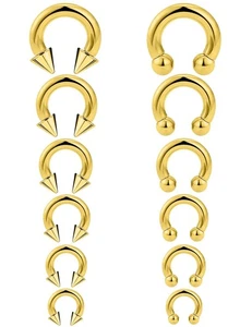 6G 8G 12G 14G 16G Oro Misuratori Orecchie Orecchini Anello Setto Spina Tunnel Elastico... - Foto 1 di 3
