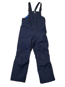 Lands’ End Kids Snow Ski Bibs Pants Overalls Teal Blue Neon Lining Youth Size 7 - Picture 1 of 6