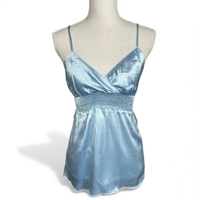 Y2K Sello Húmedo Bebé Azul Bebé Muñeca Top De Colección Deadstock Satinado Peplum Años 2000 Foto 1 de 4