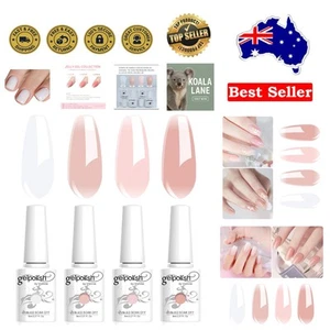 Luxury 4Pcs Milky White Pink Gel Nail Polish Set - Glossy Finish Awaits - Picture 1 of 12