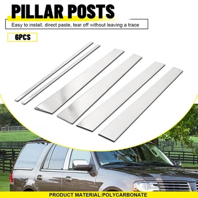 Juego de 6 molduras de poste de pilar cromado de acero inoxidable Fit 1997-2017 Lincoln Navigator Foto 1 de 4