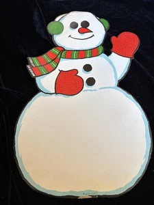 Muñeco de nieve vintage puerta pared decoración vacaciones invierno desgaste notado en el borde - Imagen 1 de 7