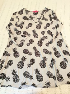Simply Southern XL X-Large Tunika Bluse Animalprint Ananas grau Stretch - Bild 1 von 7