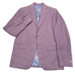 $578 Robert Graham Modern Fit Purple Linen Suit Jacket Blazer Mens Size 44R - Picture 1 of 14
