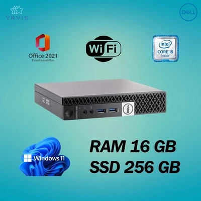 PC DELL MINI INTEL I5 RAM 16GB SSD 256GB WIN 11 OFFICE USB WI-FI RICONDIZIONATO - Immagine 1 di 4