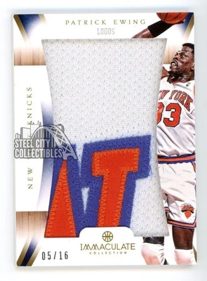 Tarjeta de parche Patrick Ewing 2012-13 Panini Immaculate Jumbo Logo #IP-PE 05/16 Foto 1 de 2