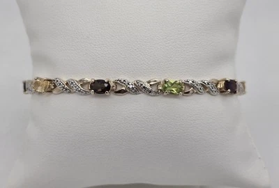 ROSS SIMONS STERLING SILVER MULTIPLE GEMSTONE & DIAMOND TENNIS BRACELET - Image 1 of 4