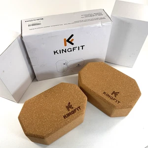 Kingfit Cork Yoga Blocks (set of 2) Fitness Mobility Stretching Exercise Wellnes - Picture 1 of 12