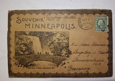 Souvenir Folder Leporello Ansichtskarte von 1912 aus Minneapolis Minnesota USA - Bild 1 von 4