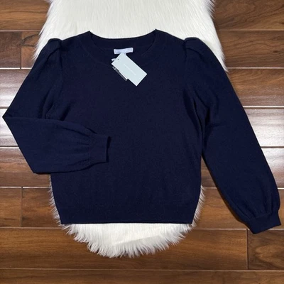 Suéter Pullover Antonio Melani Mujer Talla Grande Azul Lisa Manga Abullonada Cachemira Foto 1 de 4