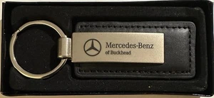 Genuine Mercedes Benz of Buckhead Silver Keyring Key Chain Leather Stainless NIB - Foto 1 di 3