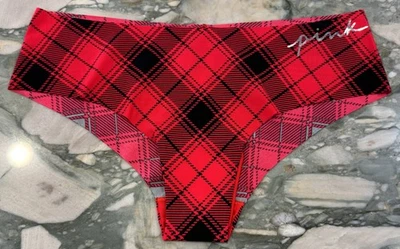 NUEVO Victoria Secret ROSA No Show Panty descarado - Pimienta roja y cuadros negros - XL Foto 1 de 2
