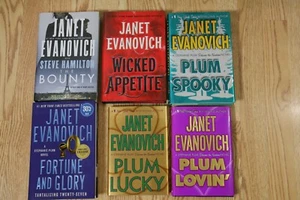 6x Hardcover Janet Evanovich 1st Edition Printing Romance Mystery lot Plum Lucky - Picture 1 of 4