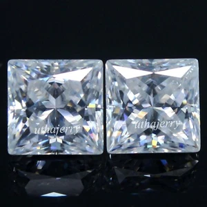 Natürliche 3,00 ct D Farbe VVS1 zertifiziert 6,50 mm weiße Prinzessin Paar weiße Diamanten - Bild 1 von 8