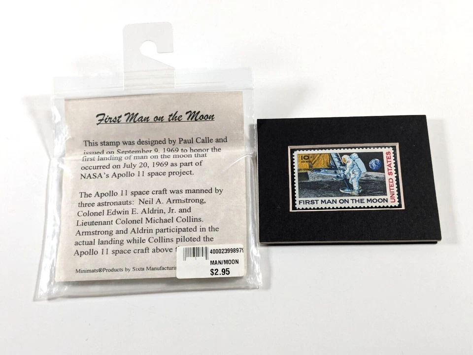 1969 - FIRST MAN ON THE MOON – Mint  Stamp In Small Frame By Minimats - Image 1 of 4