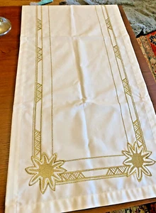 Ivory w/Gold Table Runner Spring Summer Winter Holiday Runner 34 x 13 - Picture 1 of 12