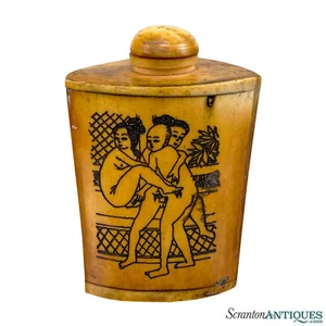 Vintage Chinese Carved Erotic Romance Motif Snuff Jar - Picture 1 of 11