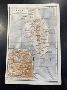 Urbino Italien kleine Karte von Wagner & Debes/Baedeker knackig sauber detailliert - Bild 1 von 4
