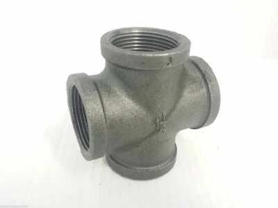 Cross Black Malleable Iron Pipe Fitting BSP 1/2" & 3/4" - Image 1 of 4
