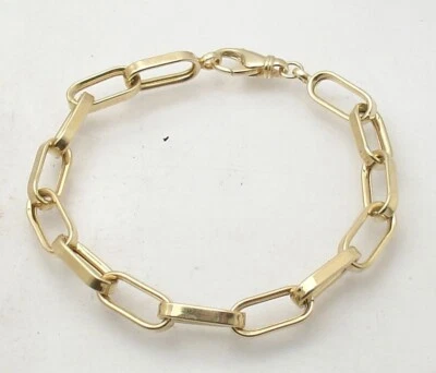 Pulsera Technibond Clip de Papel Eslabón Ovalado Chapado en Oro Amarillo 14K Plata 925 Foto 1 de 4