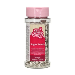 Perle di zucchero argento metallizzato 8 mm large Funcakes gr. 80 ca. - Imagen 1 de 2