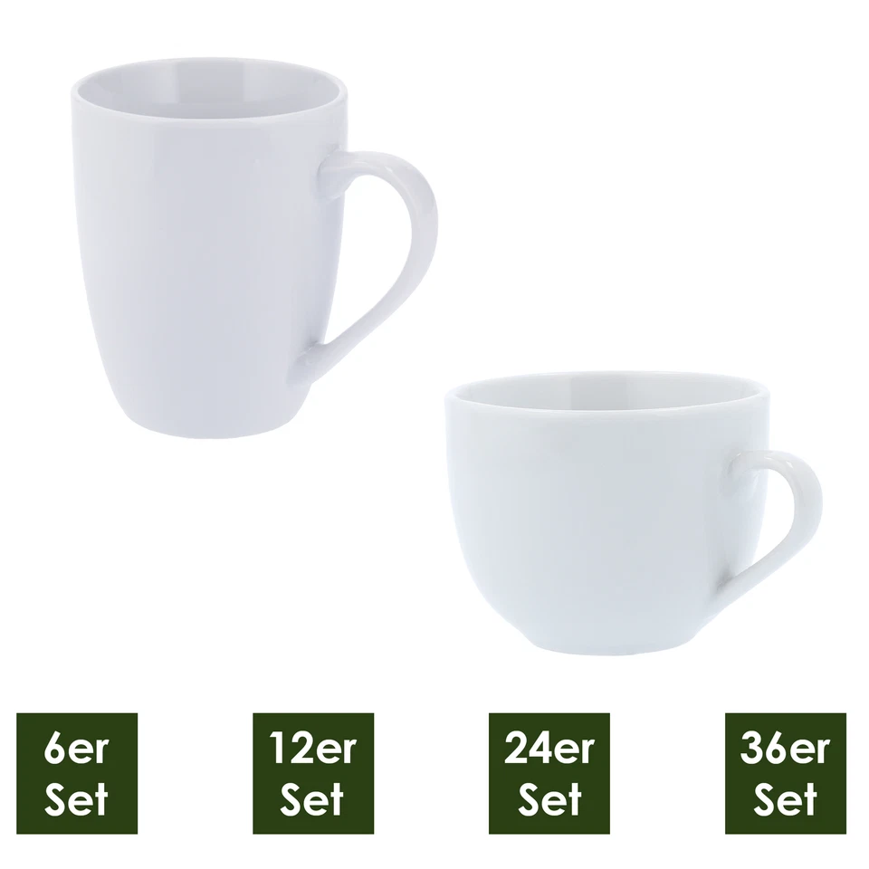 Kaffeebecher 300ml | Kaffeetassen 250ml | 6, 12, 24 & 36 Stück| Porzellan Weiß - Bild 1 von 1