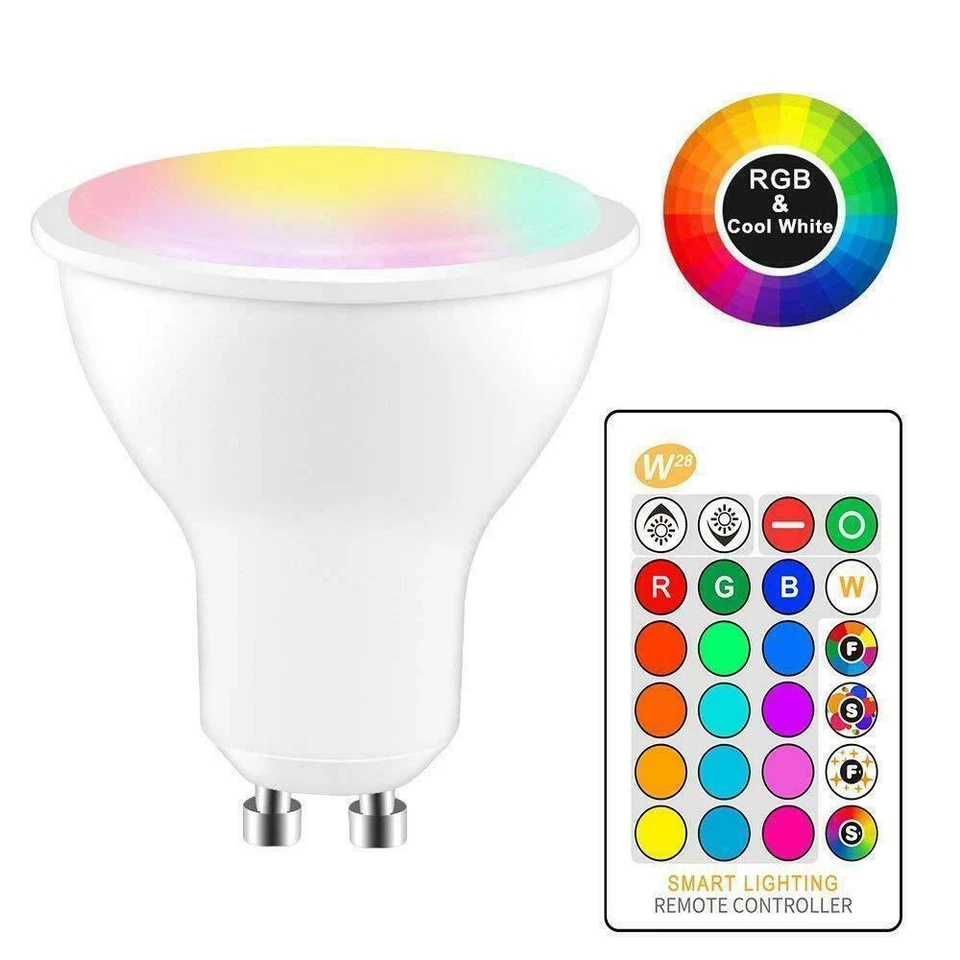 Faretto RGB+4000K 4W GU10 Lampadina LED cambiacolore telecomando Cromoterapia - Immagine 1 di 1