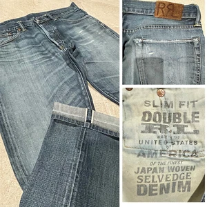 RRL Double RL Ralph Lauren Japan Woven Selvedge Denim Slim Jeans 32x34 Fit 33x32 - Picture 1 of 10