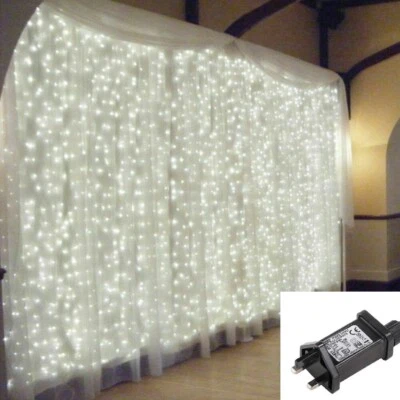 Christmas Curtain Lights Fairy Waterproof Indoor/Outdoor Wedding Plastic Cable  - Image 1 of 4