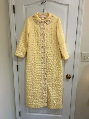 Vintage 60s Sears Quilted Nylon Yellow Bathrobe House Coat Size 10 - Image 1 of 4
