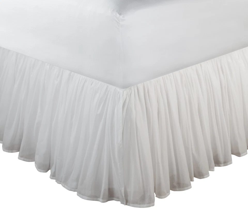 Greenland Home Fashions Cotton Voile Bed Skirt 15-inch White Full G205