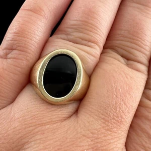 Anillo de ónix bisel vintage de oro amarillo macizo de 10k para hombre talla 9,75 6,7 gramos - Imagen 1 de 8