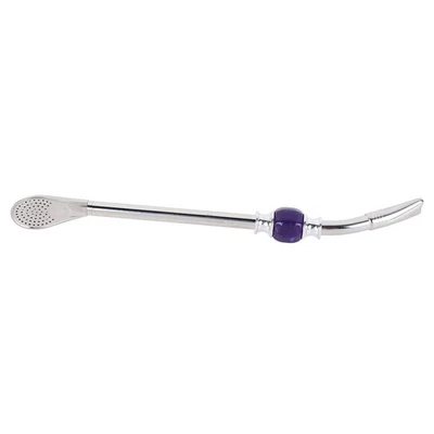 22cm Argentine Yerba Mate Tea Spoon Spoon Head Straw Spoon (Purple Beads PVC Zip - Image 1 of 4