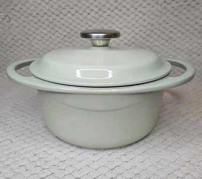 Berndes 20cm Round Cast Iron 2.4L Casserole Pot & Lid In Light Green  ALL HOBS - Image 1 of 4
